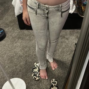 Acid Washed Low Rise Jeans